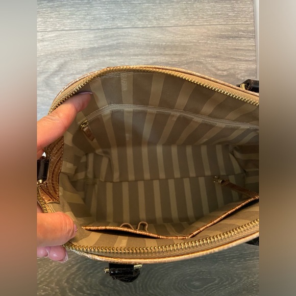 Brahmin Duxbury Satchel Medium Caramel Mocha & Brown Croc Embossed Leather - Picture 5 of 16